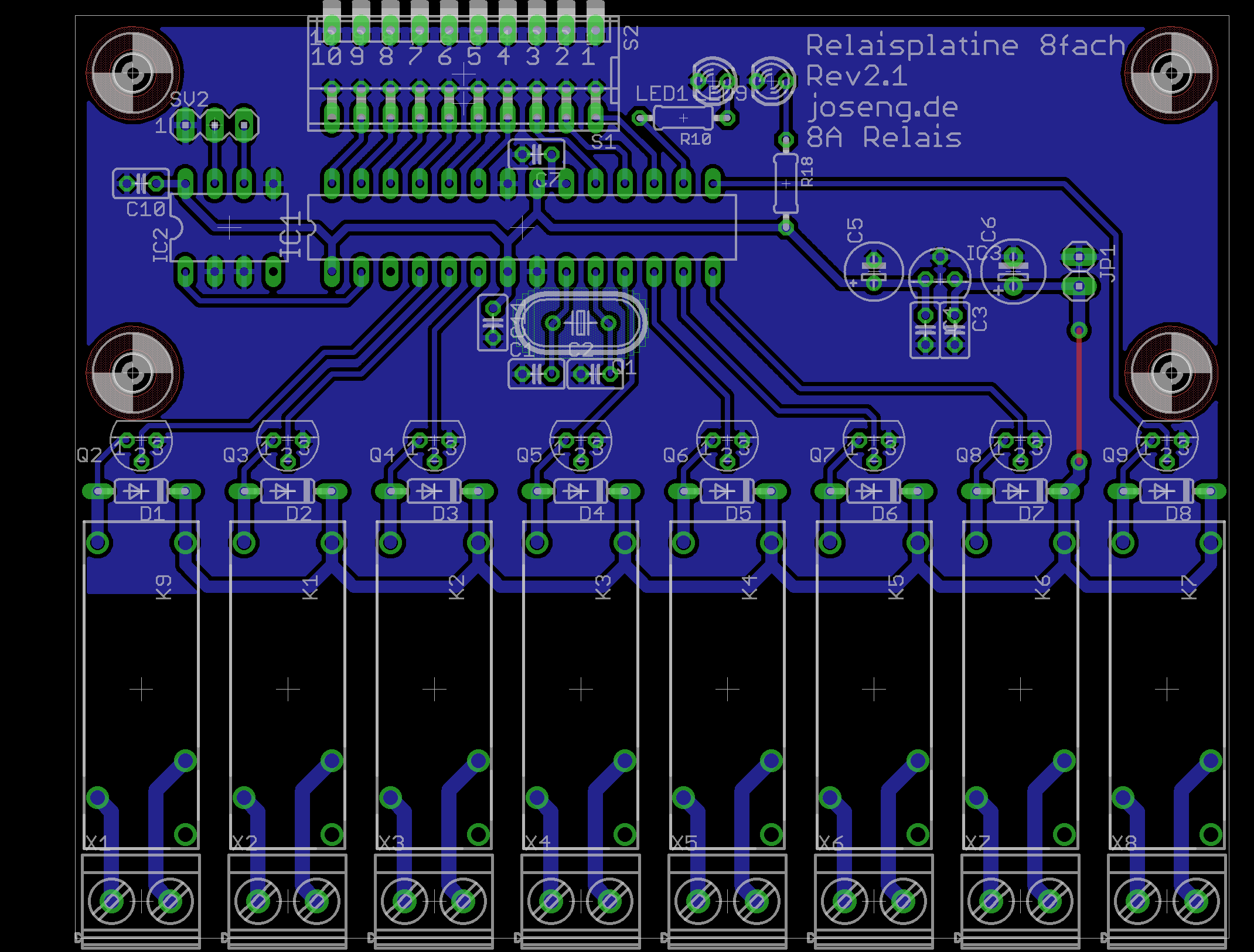 Platinenlayout Relaisplatine 8fach